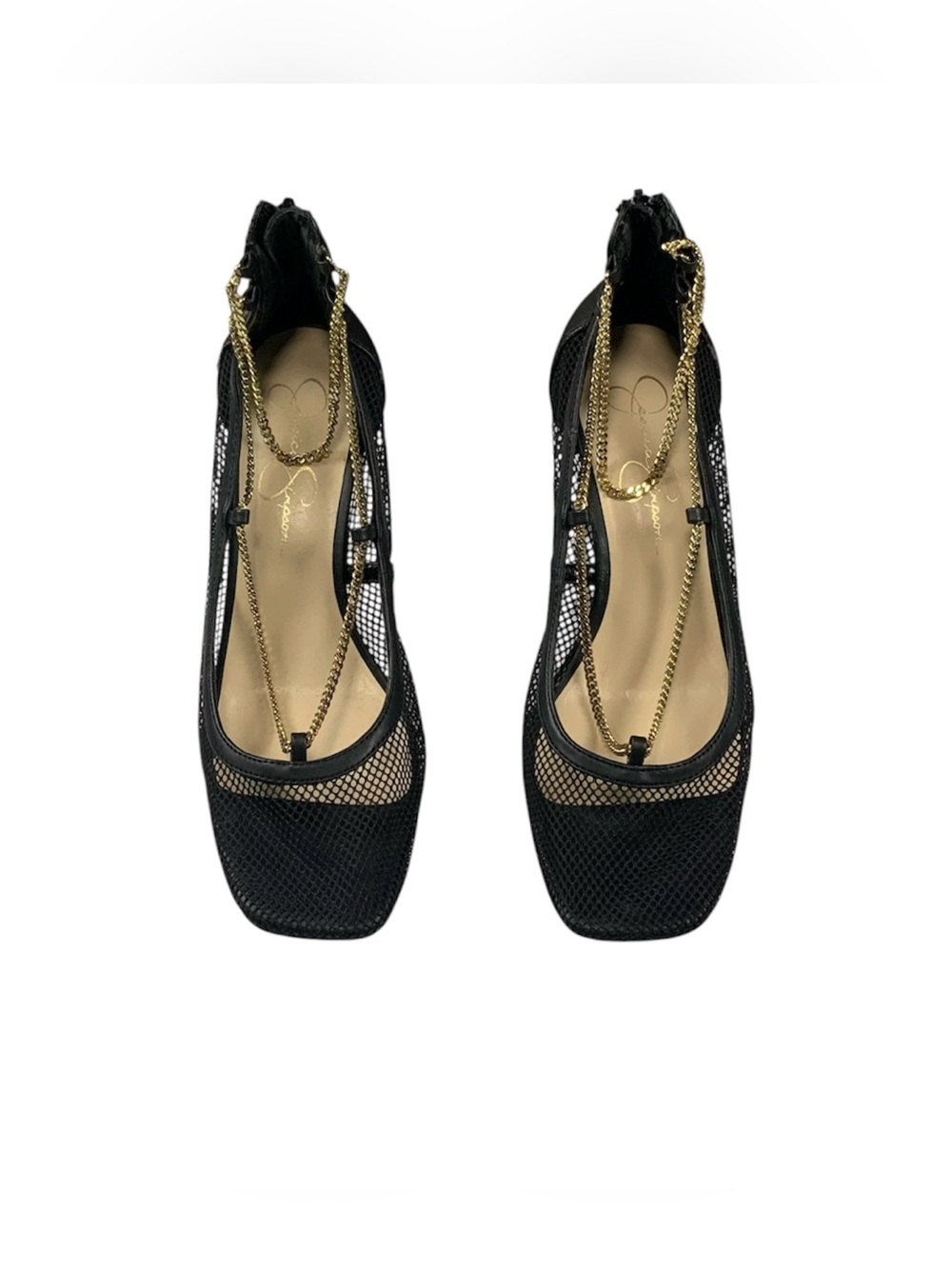 Jessica Simpson Orlanda Black Leather Mesh Heels